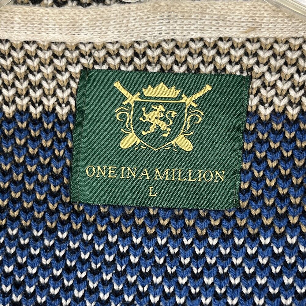 One In A Million Sweater Block Zip Cardigan - Men's Size Large Made in Turkey - Picture 5 of 9